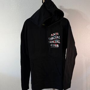 Anti Social Social Club x Sad boys - Black Hoodie with red roses white Text